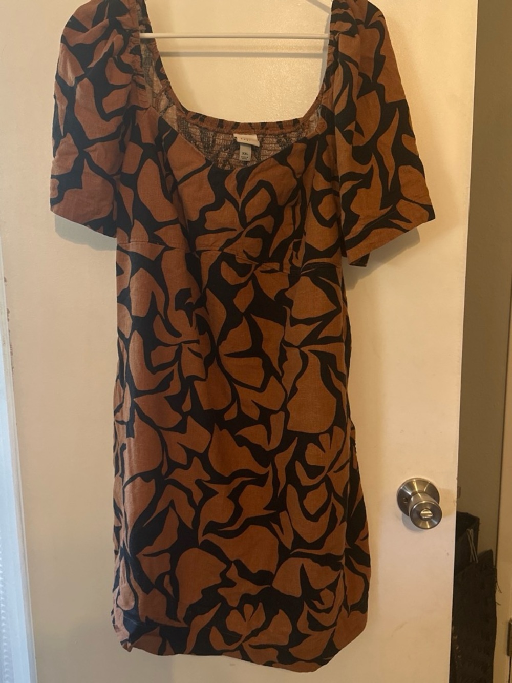 a new day Brown and Black Abstract Short Sleeve Dress